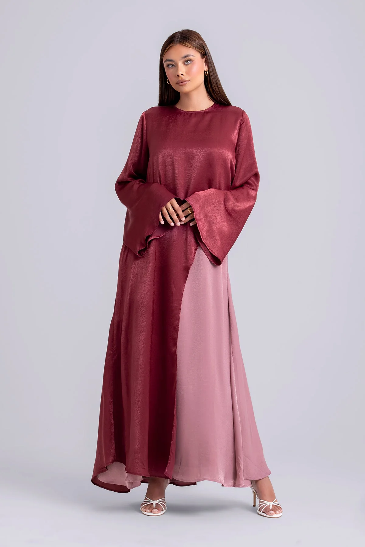 Zahra Two Piece Abaya Set- Maroon Spice - Image 3