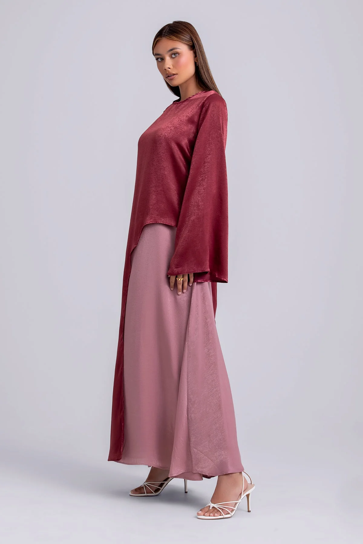 Zahra Two Piece Abaya Set- Maroon Spice - Image 4