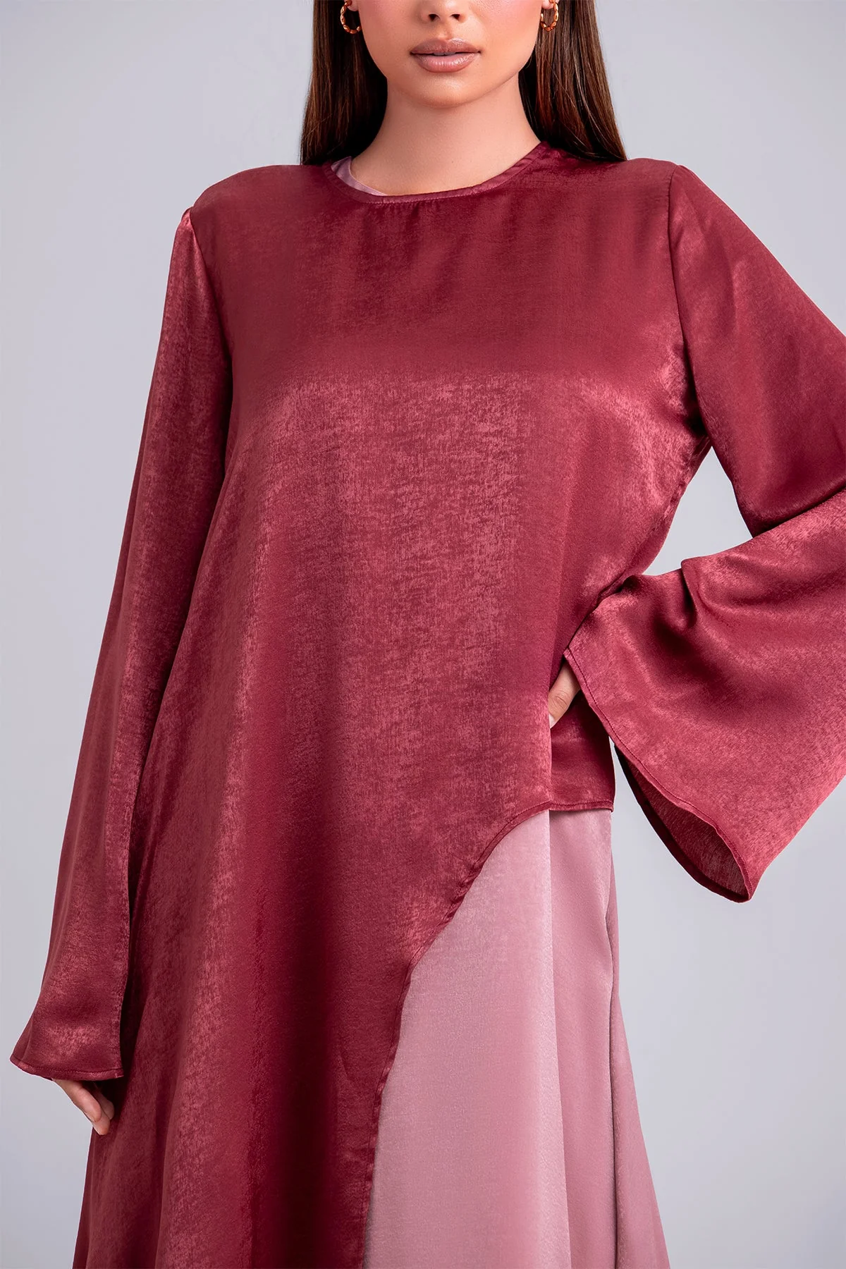 Zahra Two Piece Abaya Set- Maroon Spice - Image 5