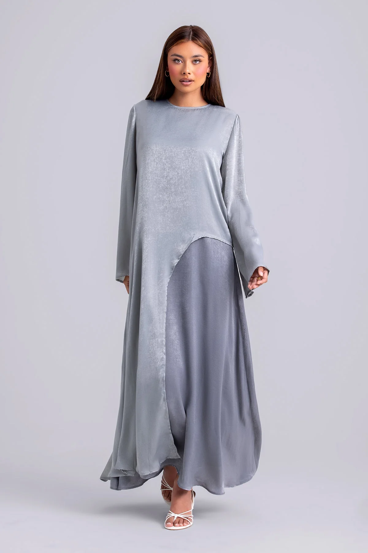 Zahra Two Piece Abaya Set- Misty Sapphire
