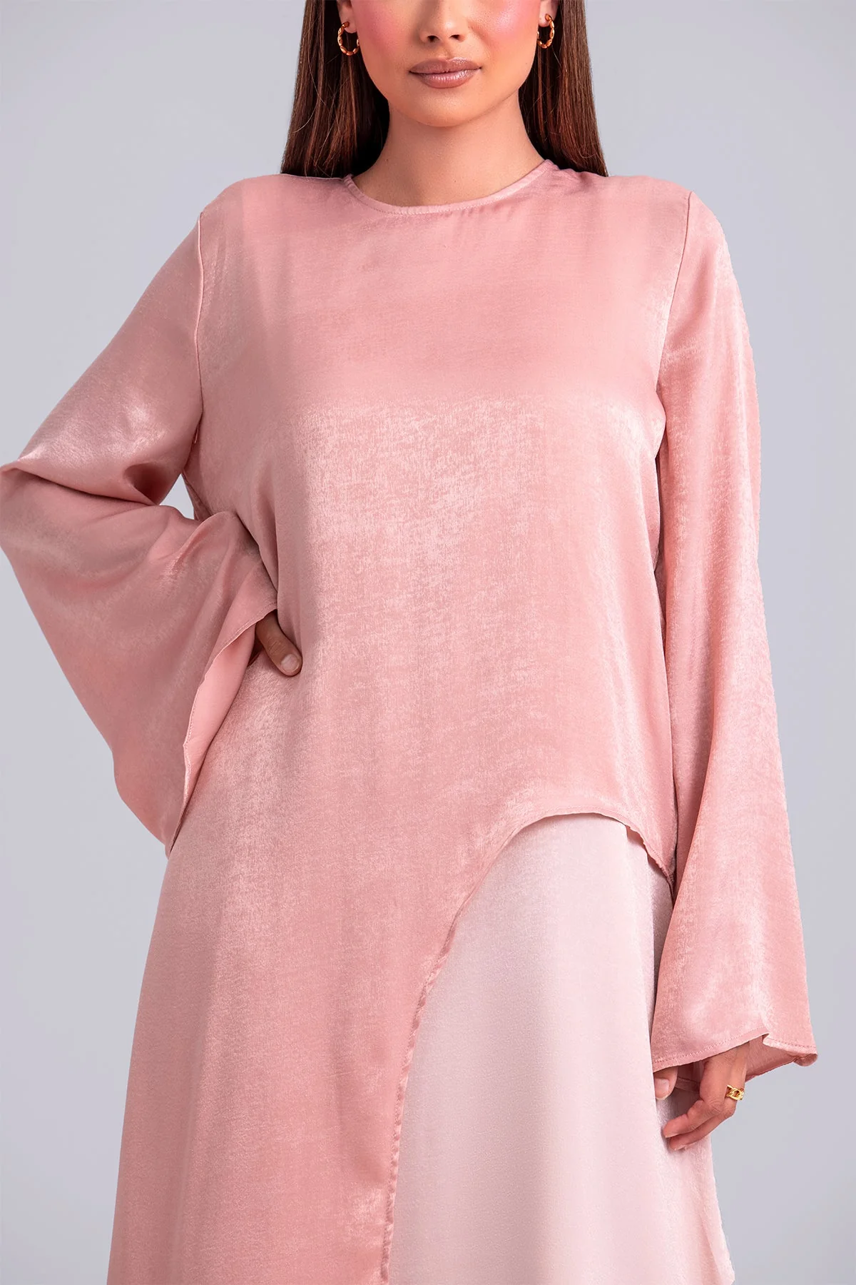 Zahra Two Piece Abaya Set- Think Pink - Image 4
