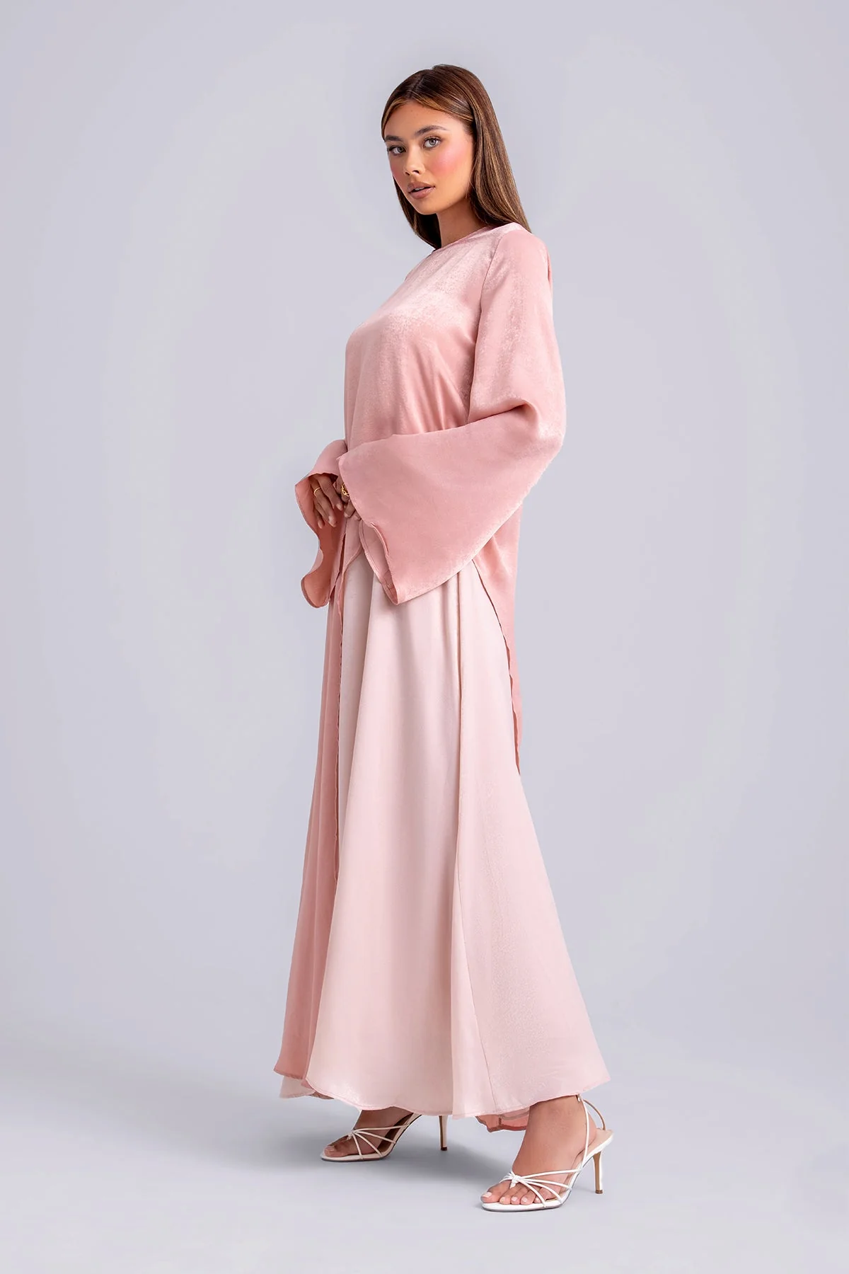 Zahra Two Piece Abaya Set- Think Pink - Image 5
