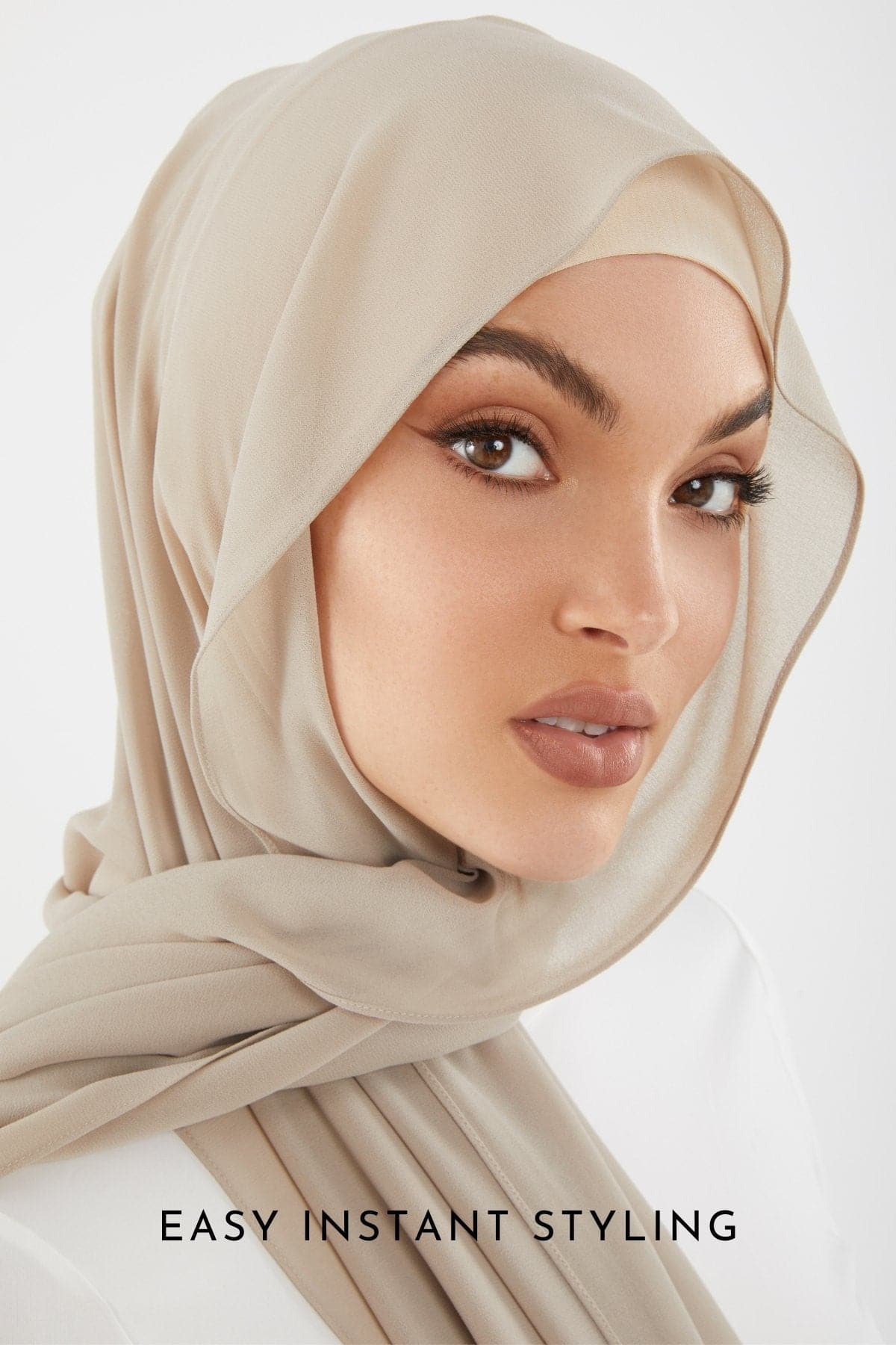 Zahraa Instant Chiffon Hijab- Bone - Image 6
