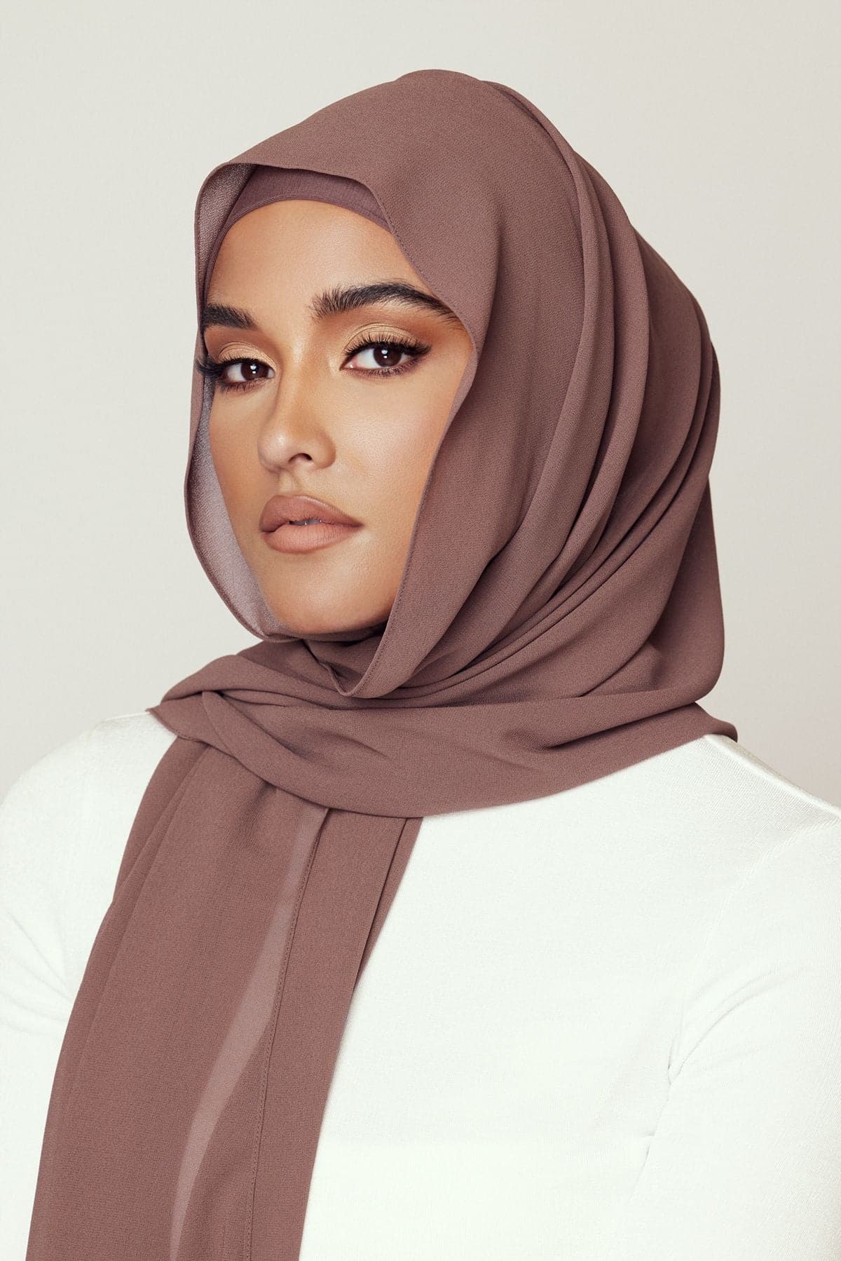 Zahraa Instant Chiffon Hijab- Mocha - Image 3