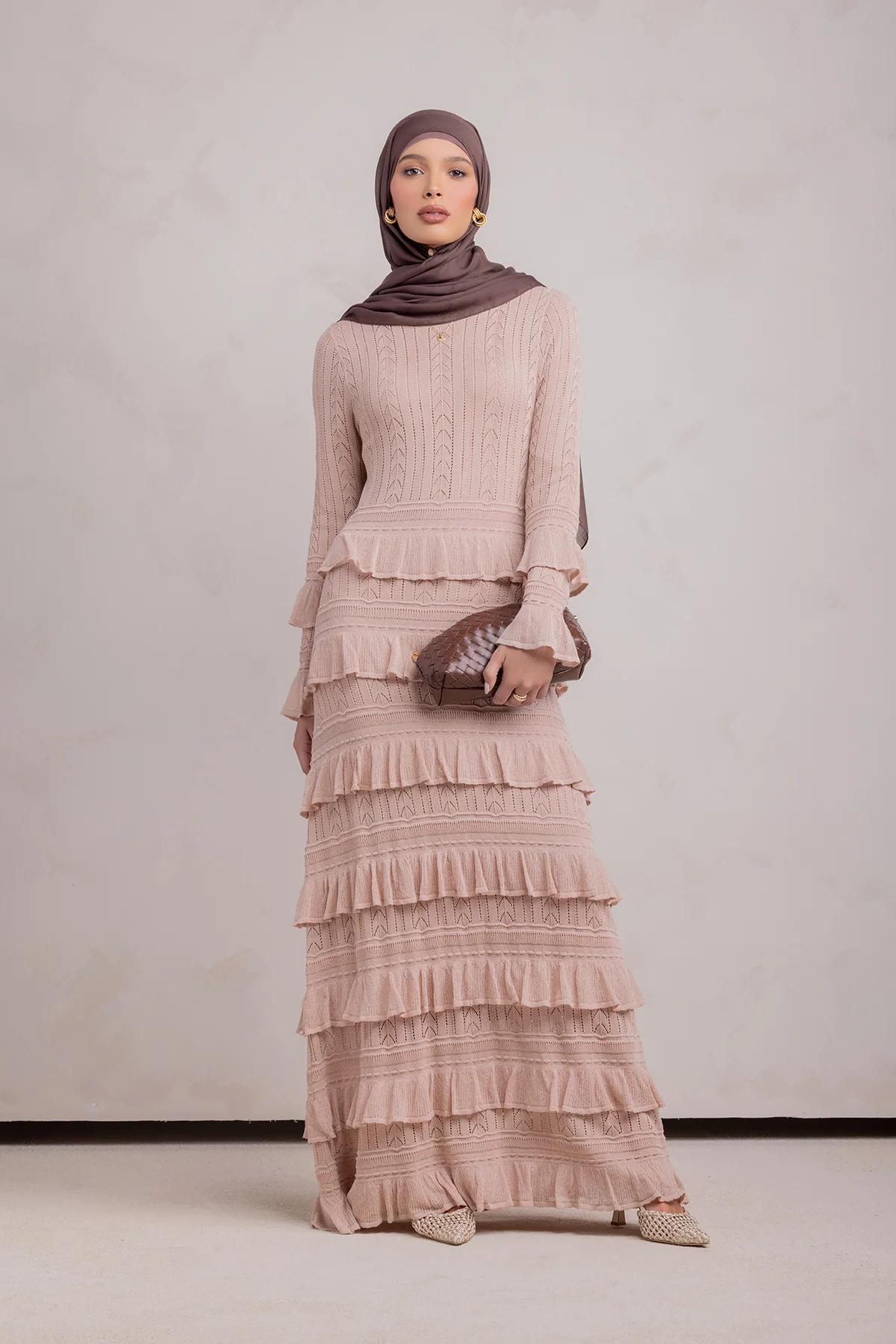 Zayna Knit Ruffle Maxi Dress- Sparkle Sea - Image 10