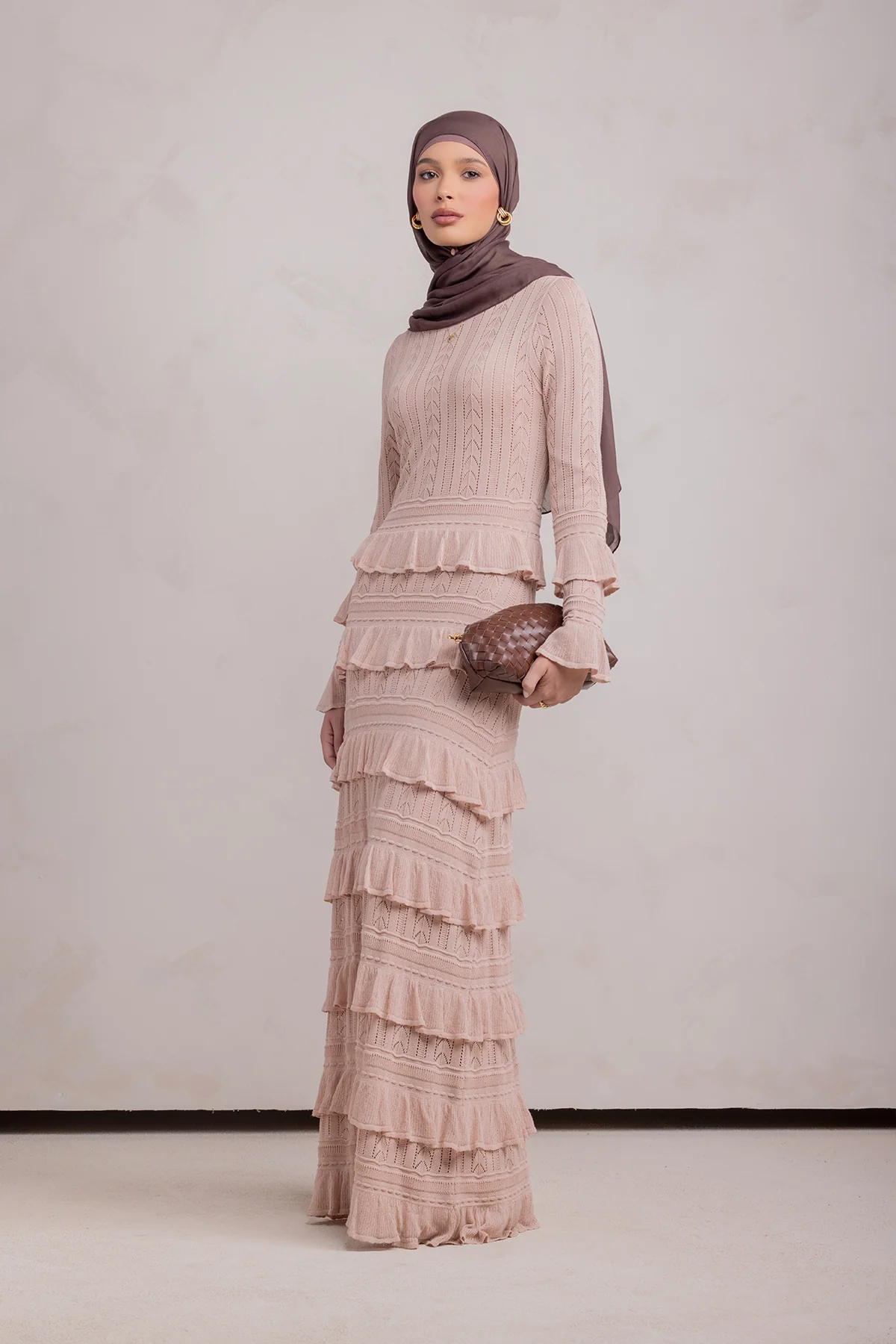 Zayna Knit Ruffle Maxi Dress- Sparkle Sea - Image 11