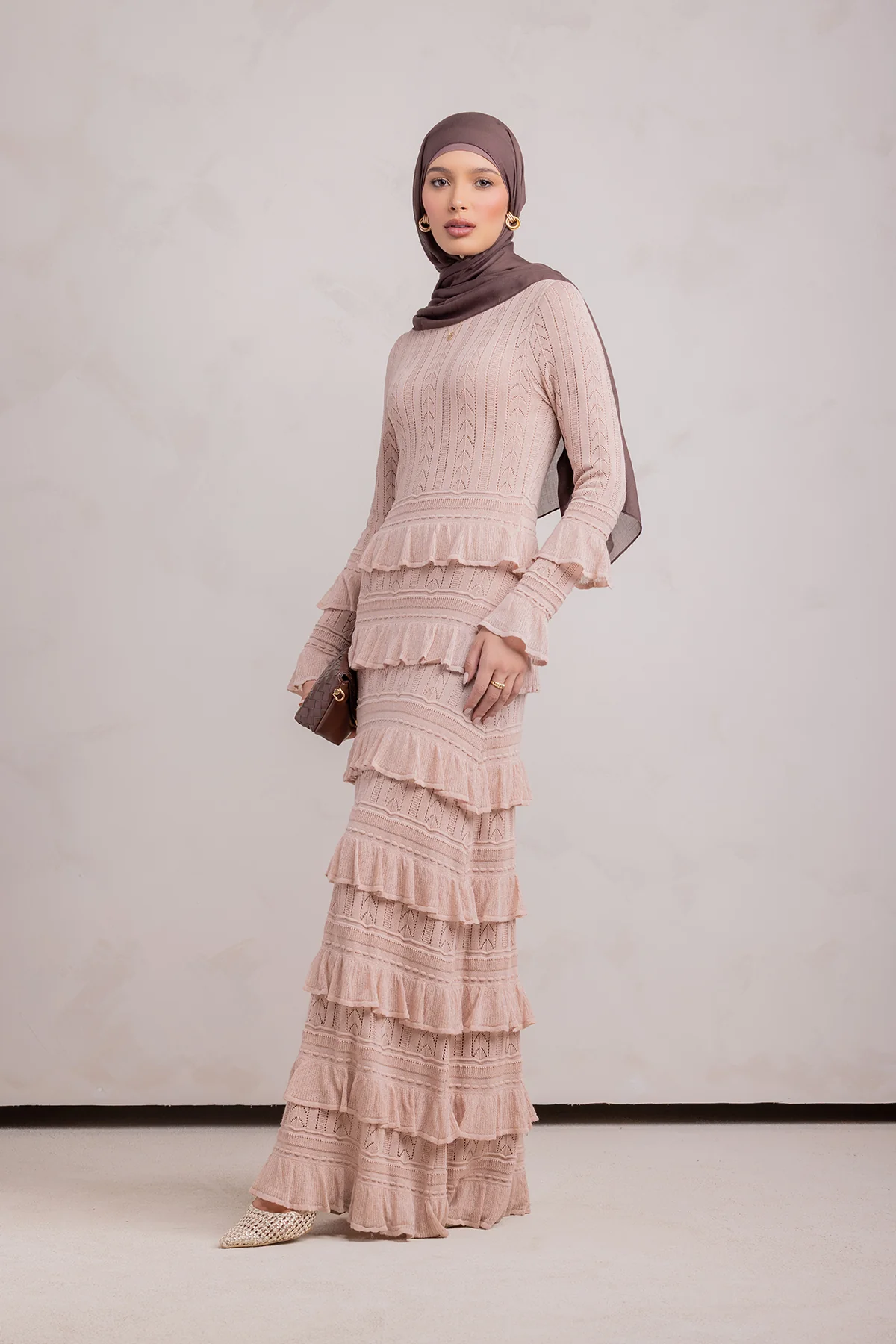 Zayna Knit Ruffle Maxi Dress- Sparkle Sea - Image 12