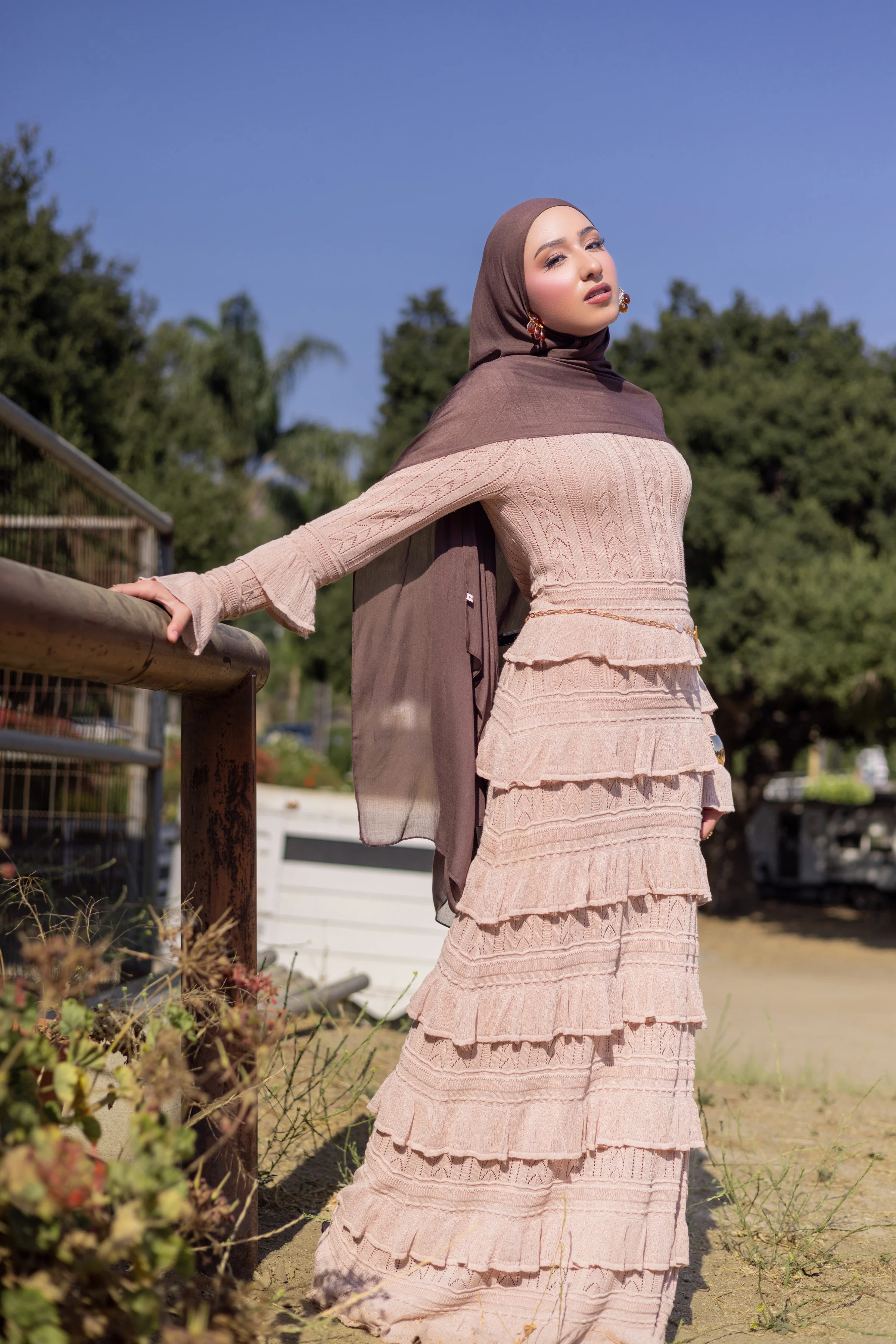 Zayna Knit Ruffle Maxi Dress- Sparkle Sea - Image 3