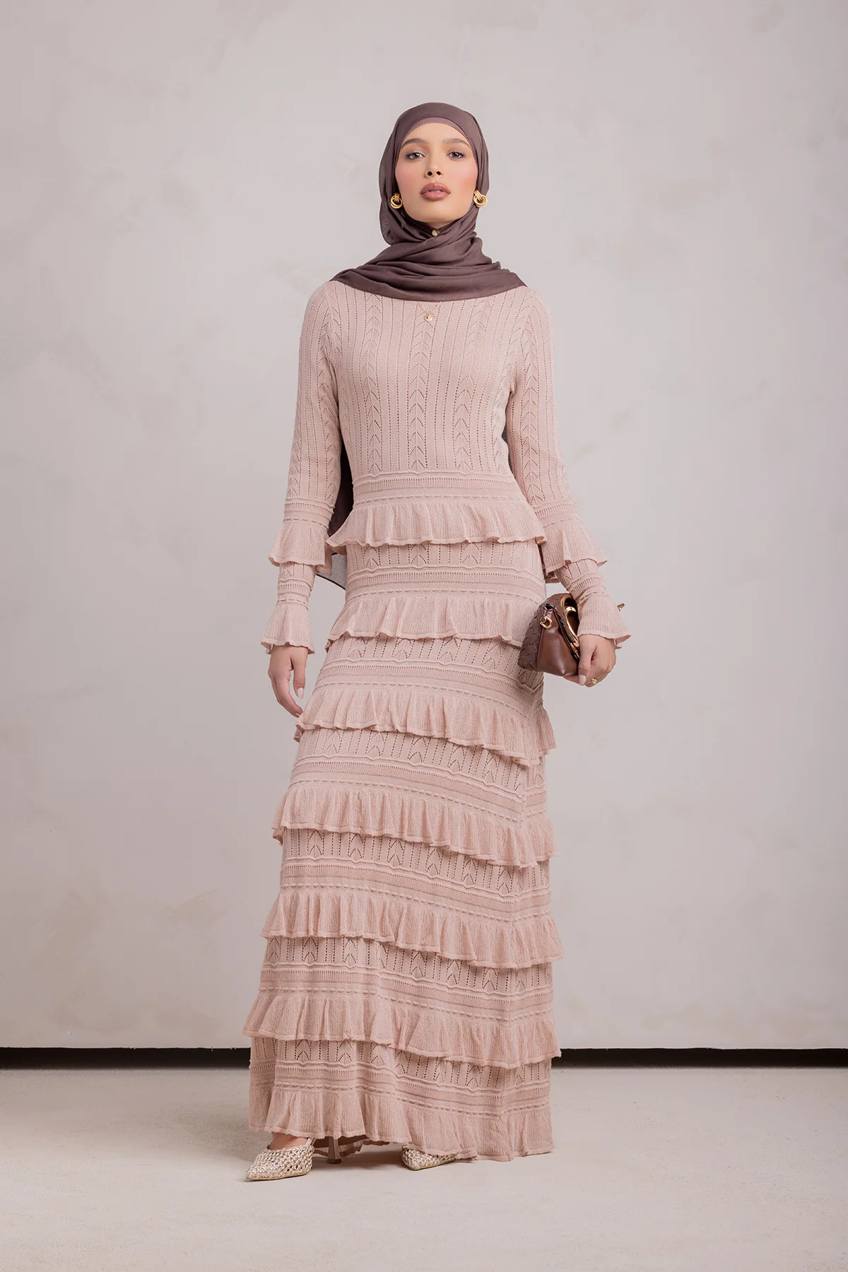 Zayna Knit Ruffle Maxi Dress- Sparkle Sea - Image 6