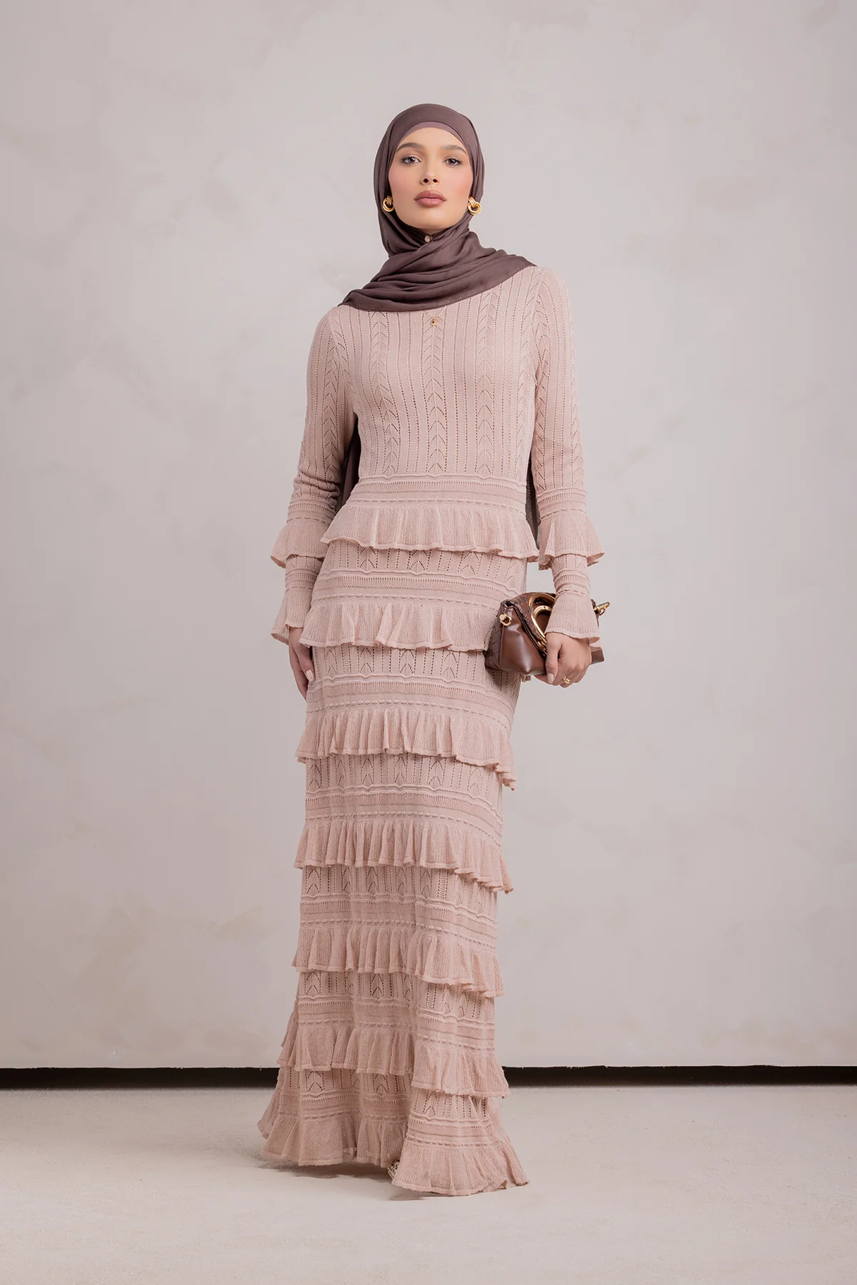 Zayna Knit Ruffle Maxi Dress- Sparkle Sea - Image 7