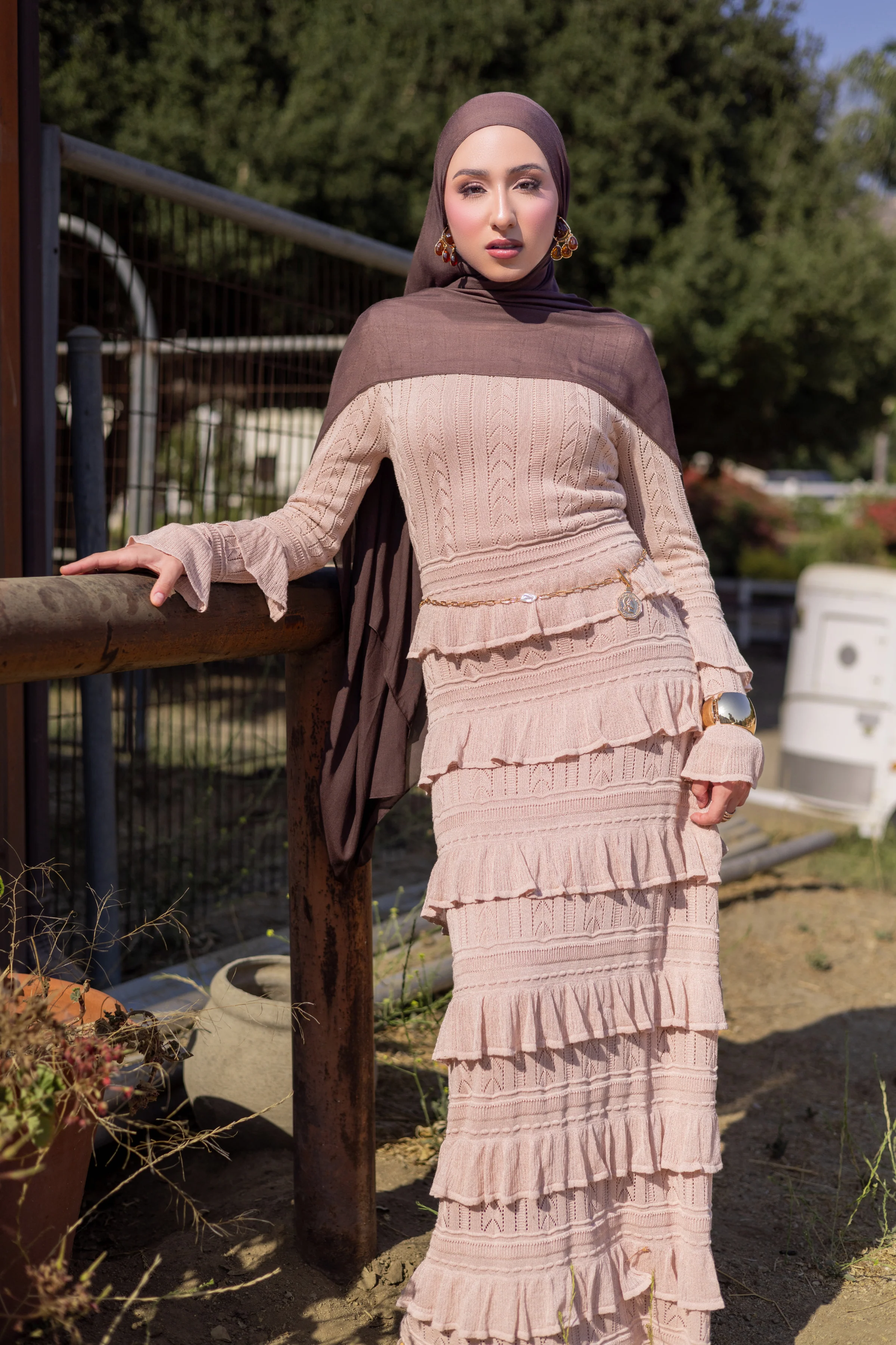 Zayna Knit Ruffle Maxi Dress- Sparkle Sea - Image 8