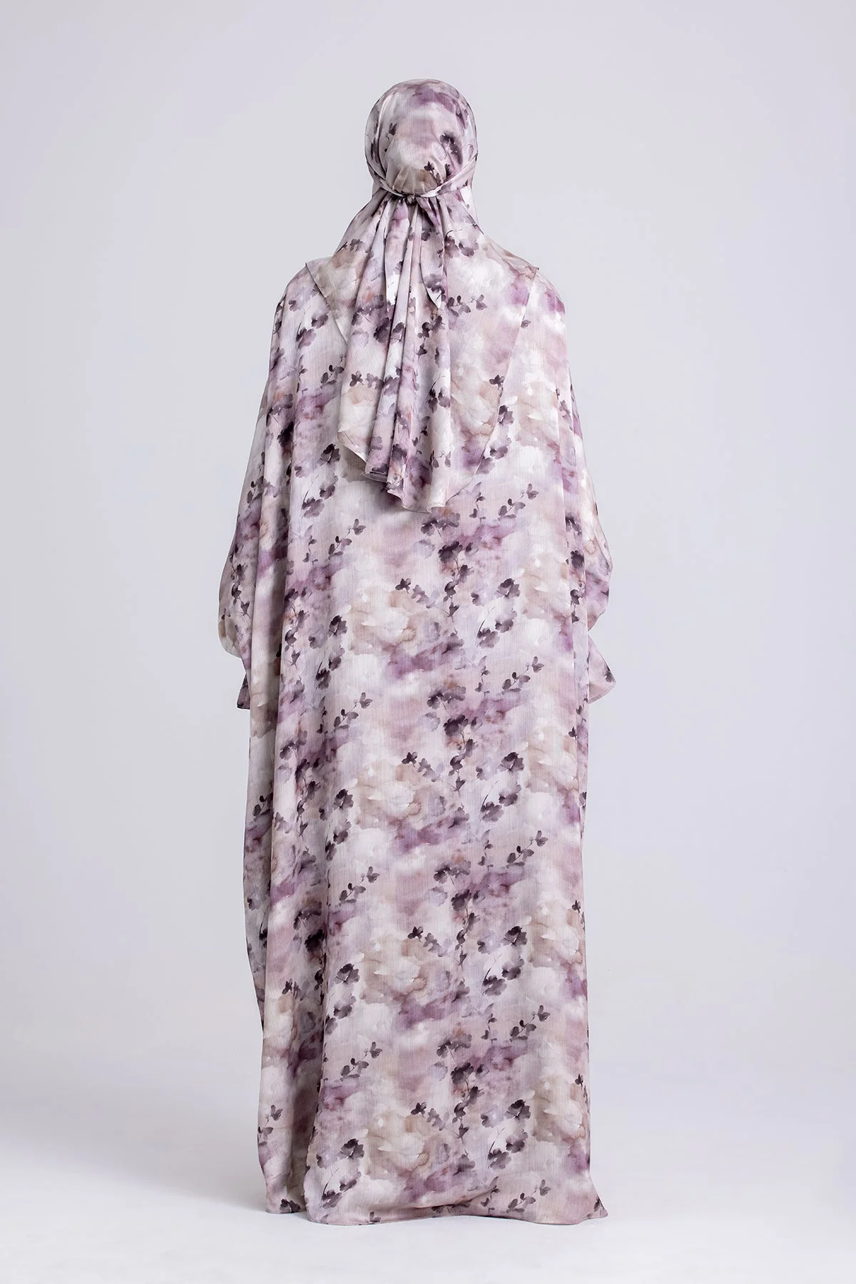 Zaynab Abaya and Matching Hijab Prayer Set- Lilac Paradise - Image 5